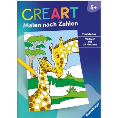 Abbildung von Ravensburger CreArt Malen nach Zahlen ab 5: Tierkinder, Malbuch, 24 Motive