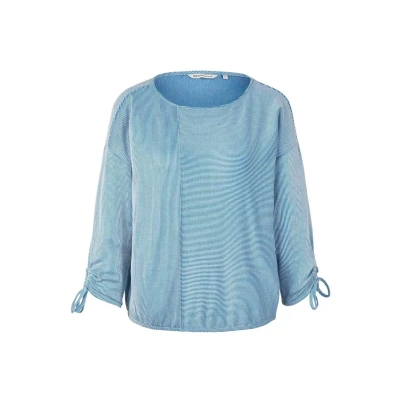 Abbildung von TOM Tailor Denim Gestreiftes Langarmshirt, Damen, Größe: Large, Small mid blue white stripe