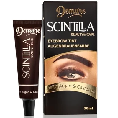 Abbildung von DEMURE Augenbrauenfarbe Kit, Professional Formula Brauenfarbe enthält Arganöl und Rizinusöl (Omega 6, Carotin, Vitamine А, Е, F), schnelle sichere Ergebnisse (3.0 Dunkelbraun)