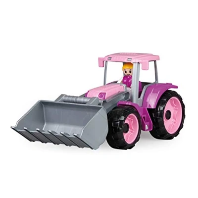 Abbildung von Lena 04452 TRUXX Front Traktor Pink mit Frontschaufel, Fahrzeug ca. 34 cm, Trecker Baggerschaufel und vollbeweglicher Spielfigur, Spielfahrzeug für Mädchen ab 2 Jahre in rosa, lila