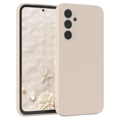 Abbildung von EAZY Case Silikonhülle für Samsung Galaxy A54 Hülle Silikon Beige weich stoßfeste Handyhülle Schutzhülle mit Kameraschutz Dünn Premium Schutz Cover TPU Phone Bumper in Taupe