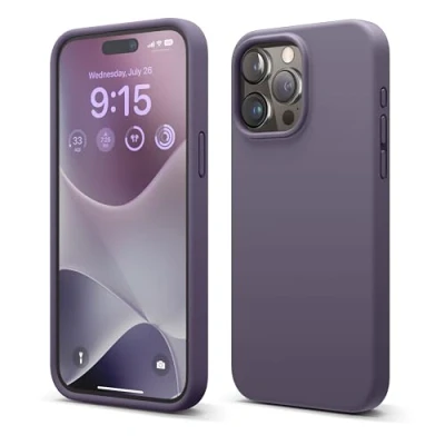 Abbildung von elago Kompatibel mit iPhone 15 Pro Max Hülle, Hülle Full Body Liquid Silikon Stoßfest Weiches Mikrofaserfutter Kratzfest Schutzhülle 6.7 Zoll (Dunkler Lavendel)