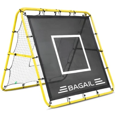 Abbildung von BAGAIL Doppelseitiges Rebounder Netz, Fußballnetze, verstellbare Winkel, anpassbare Struktur, Rebound Netz mit Ziel für Geschicklichkeitstraining, tragbare Fußballtore den Garten, 120x120cm
