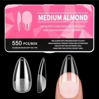 Abbildung von Nageltips Mandel, 550 Stück Tips für Gelnägel, 11 Größen Full Cover Gel Nail Tips, Vorpolierte Künstliche Nägel Nagelverlängerung Nageltechniker, Einsteiger und Art Studios