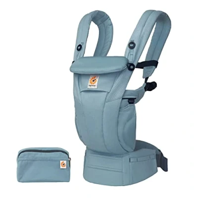 Abbildung von Ergobaby Omni Dream Babytrage für Neugeborene ab Geburt bis 20kg, 4 Positionen SoftTouch Cotton Ergonomische Babybauchtrage Rückentrage Baby Tragetasche, Slate Blue
