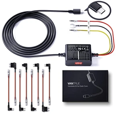 Abbildung von VANTRUE 5 Stufen 11,5 Ft USB C Hardwire Kit mit Acc für alle Dashcams, 6 Aufnahmezeiteinstellungen, 12V 24V zu 5V, 24Std. Parkmodus, kompatibel Dashcam