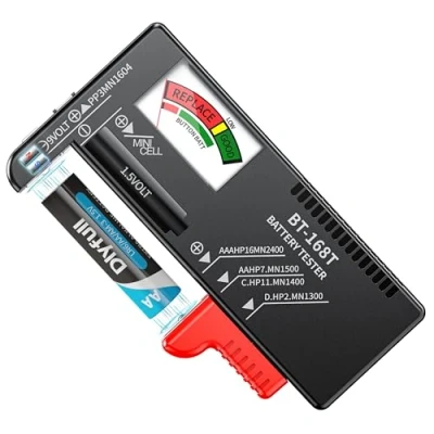 Abbildung von Dlyfull Batterietester Pro mit Magnet Halterung gegen Herausfallen Batterie Tester für AA, AAA, C, D, 9V &amp; 1.5V Knopfzellen Präzises Batterieprüfgerät ohne Strom