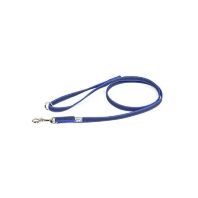 Abbildung von IDC Color &amp; Gray gumierte Leine, 14 mm x 1,2 m mit Schlaufe und O ring, Blau Grau
