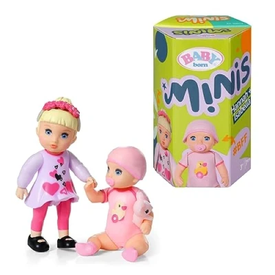Abbildung von BABY born Minis Doppelpack mit Puppen Isabella und Hannah Farbwechseleffekt, Stickerbogen Accessoires, 906026 Zapf Creation