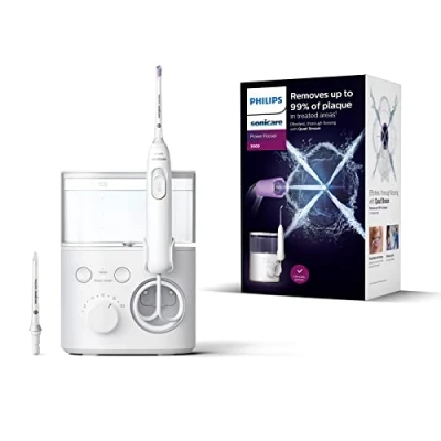Abbildung von Philips Sonicare Power Flosser 3000, Munddusche mit Quad Stream Technologie, weiß (Modell HX3711/20)