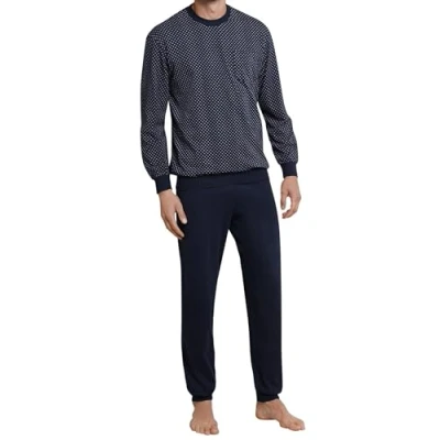 Abbildung von Schiesser Herren Schlafanzug Lang Mit Bündchen Nightwear Pyjamaset, Dunkelblau_159620, 48 EU