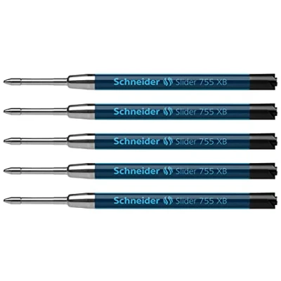 Abbildung von Schneider 175501 Slider 755 Kugelschreibermine (ViscoGlide Technologie, dokumentenecht, XBExtrabreit) schwarz (5er Pack, Extrabreit, schwarz)