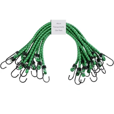 Abbildung von PRETEX 12er Set Universal Expander Gepäckspanner mit Haken 46 cm lange Gummispanner Gummiband 12x Fahrrad Spanngurte Spanngummi Bungee Cord Grün