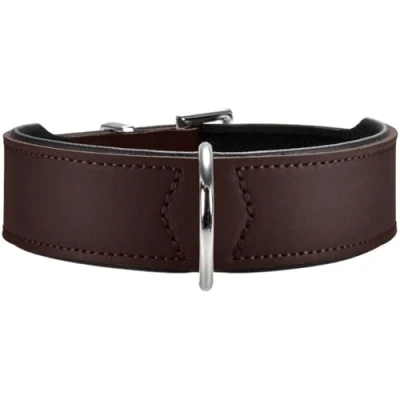 Abbildung von HUNTER BASIC Hundehalsband, beschichtetes Spaltleder, Kunstleder, schlicht, robust, witterungsbeständig, 65 (L), braun