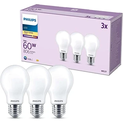 Abbildung von Philips Classic LED E27 Lampe, 60W, matt, warmweiß, nicht dimmbar, 3er Pack