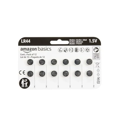 Abbildung von Amazon Basics LR44 Alkaline Knopfzellenbatterie, langlebige Leistung, frei von Quecksilber, 1,5 V, 12er Pack