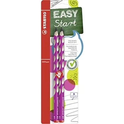 Abbildung von Ergonomischer Dreikant Bleistift für Rechtshänder STABILO EASYgraph in pink 2er Pack Härtegrad B