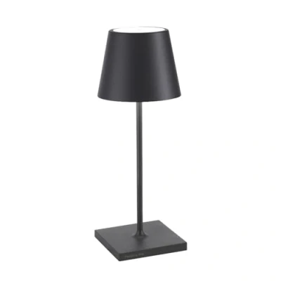 Abbildung von Zafferano, Poldina Pro Mini Lampe, Kabellose, Wiederaufladbare Tischlampe mit Touch Control, Auch für den Außenbereich Geeignet, Dimmer, 2200 3000 K, Höhe 30 cm, Farbe Dunkelgrau