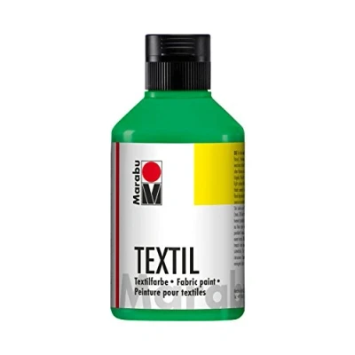 Abbildung von Marabu 17160013062 Textil Stoffmalfarbe für helle Stoffe, Hellgrün 250 ml, Druckfarbe auf Wasserbasis, waschbeständig bis 60C, Fixierung durch Bügeln o. Backofen