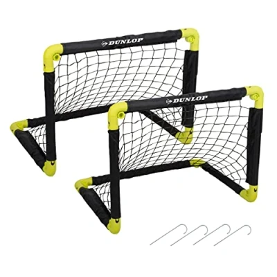 Abbildung von Dunlop Fußballtor 50 x 44 cm Fußballtore Set von 2 Faltbares Fussballtor Fussballtore für Garten Kinder Fussball Trainingszubehör Innen und Außen Metall Schwarz/Gelb