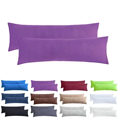 Abbildung von NatureMark 2er Pack Jersey Kissenbezug Kissenhülle Kissenbezüge Seitenschläferkissen Nackenkissen viele Größen und Farben ÖKO TEX (40 x 145 cm (Seitenschläfer/Stillkissenbezug), Lila)