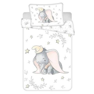 Abbildung von Jerry Fabrics Baby Bettwäsche Dumbo Stars, 100% Baumwolle, Bettbezug 100 x 135 cm und Kissenbezug 40 60