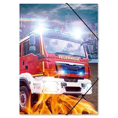 Abbildung von itenga Zeichenmappe DIN A3 mit Motiv Gummizugmappe Sammelmappe für Kinder Jugendliche Schüler Mädchen Jungen (Feuerwehr A3)