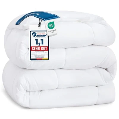 Abbildung von BEDSURE Bettdecke 135x200 Winter Warm Winterbettdecke 135 x 200 450GSM Füllung, Öko Tex, Steppdecke für Allergiker Weiß
