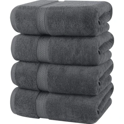 Abbildung von Utopia Towels 4er Pack Badetücher Set Premium 100% ringgesponnene Baumwolle 69 x 137 cm Handtücher, sehr saugfähig, weiches Gefühl Duschtücher (Grau)