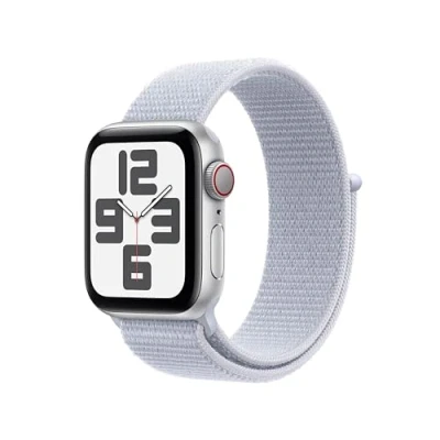 Abbildung von Apple Watch SE 2024 4G 40mm Silber (Blaues Silikon Armband S/M)