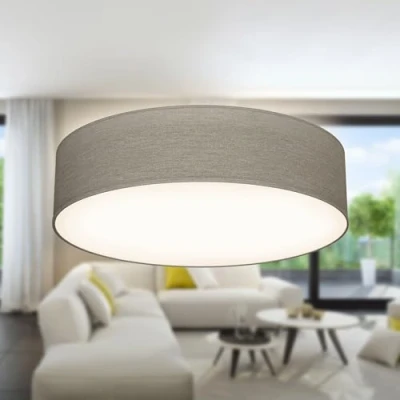 Abbildung von B.K.Licht Deckenlampe mit Lampenschirm aus Stoff, E27 Fassung, max. 40 Watt, Deckenleuchte, Lampe, Wohnzimmerlampe, Schlafzimmerlampe, Küchenlampe, Deckenbeleuchtung, 38x10 cm, Taupe