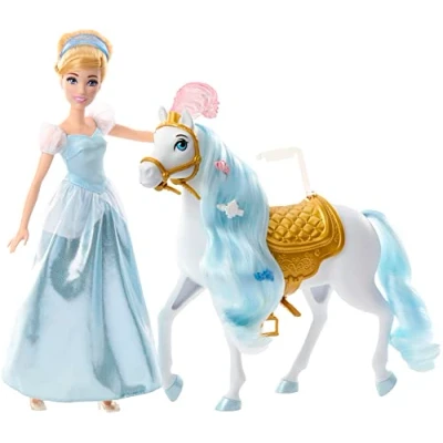 Abbildung von Mattel HPF95 Disney Princess Cinderella &amp; Horse Aschenputtel Pferd Puppen, Gesattelt und bereit für den Ball, one size