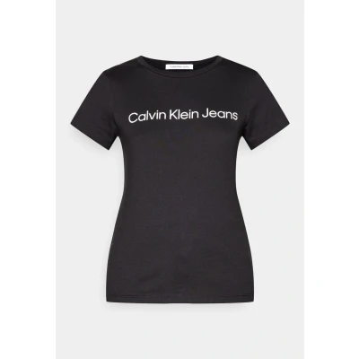 Abbildung von Calvin Klein Jeans CORE Instit LOGO SLIM FIT TEE Tshirt print, Damen, Größe: XXS, Black