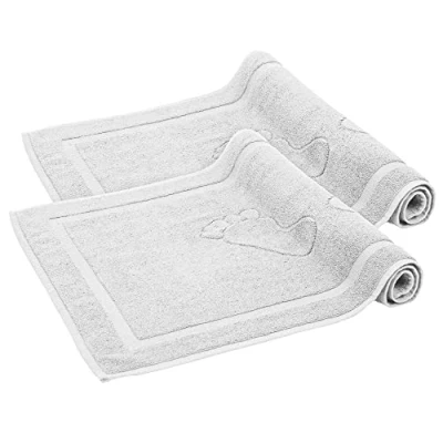 Abbildung von Komfortec Badvorleger Set 2 Teilig, Frottee Duschvorleger, Waschbar Duschmatte &amp; Badteppich, 800 g/m² &amp;100% Baumwolle, Saugfähig Schnelltrocknend, 50 x 80 cm, Weiß