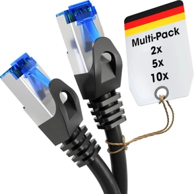 Abbildung von KabelDirekt Netzwerkkabel Überträgt maximale deutsche Glasfaser Geschwindigkeit Netzwerk, Ethernet Kabel, LAN &amp; Patch Kabel 2x 5m In 0,25 30m Gigabit Netz, Router/Modem, RJ45 (silbern)