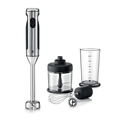 Abbildung von WMF Lineo Stabmixer Set 5 teilig, Pürierstab, Schneebesen, Milchaufschäumer, Zerkleinerer, 700 Watt, Zauberstab inkl. 1l Mixbehälter, edelstahl matt