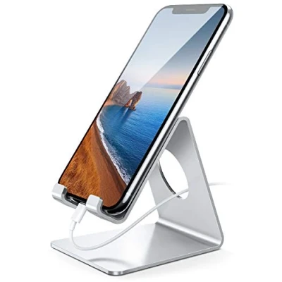 Abbildung von Lamicall Handy Ständer, Halterung Handyhalterung, Halter für iPhone 16 15 14 Pro Max Plus, SE, 13 12 Mini, 11 Pro, Xs Max, X, XR, 8, 7, Samsung S24, Huawei, Schreibtisch, Smartphone