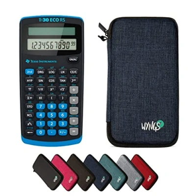 Abbildung von TEXAS INSTRUMENTS CALCUSO Sparpaket: TI 30 ECO RS wissenschaftlicher Rechner + WYNGS Schutztasche blau Erweiterte von