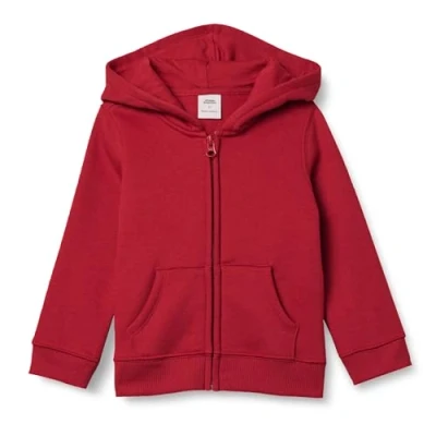 Abbildung von Amazon Essentials Mädchen Fleece Kapuzenpullover mit Reißverschluss, Rot, 10 Jahre