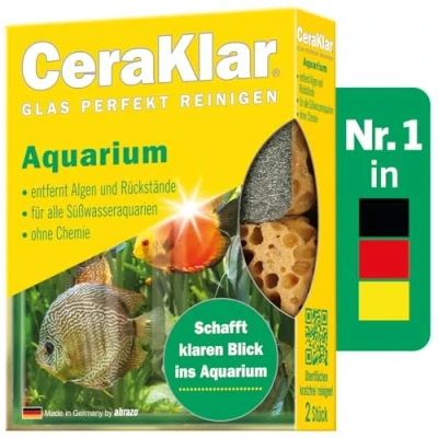 Abbildung von abrazo CeraKlar Aquarium Scheibenreiniger 2 Glasreiniger, kratzfreier Algenentferner für Süßwasseraquarien und Terrarien