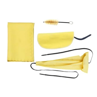 Abbildung von Alnicov Saxophone Cleaning Care Kit mit 3 teiligem Reinigungstuch und Mundstückbürste Wartungswerkzeug für Musikinstrumente (gelb)