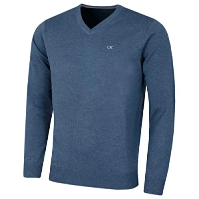 Abbildung von Calvin Klein Herren V Ausschnitt Soft Cotton Pullover Denim Marl XL