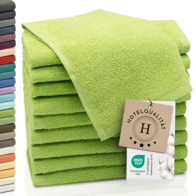 Abbildung von ZOLLNER 10er Set Gästehandtücher weiche und saugstarke Handtücher waschbar bis 95C Baumwolle 30x50 cm in grün