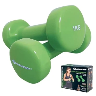 Abbildung von Schildkröt Vinyl Hanteln I ideal für Gymnastik , Aerobic und Fitness Training zwei gummierte 1,0kg in Grün