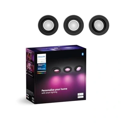 Abbildung von Philips Hue LED Einbauspot Centura schwarz Ø 9cm CCT RGB 3er