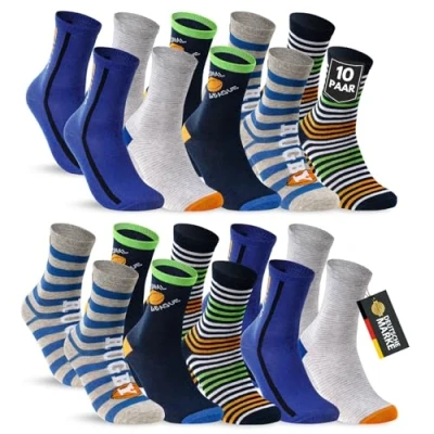 Abbildung von 10 Paar Kinder Socken Jungen &amp; Mädchen Baumwolle Kindersocken 54353 (31 34)