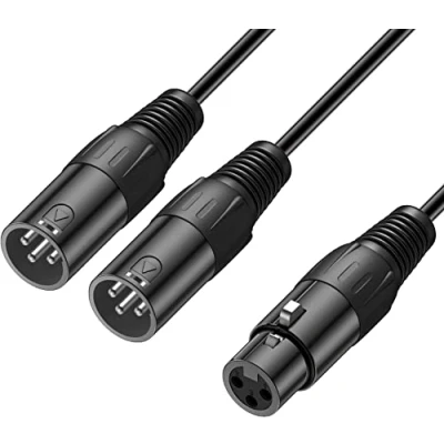 Abbildung von J&amp;D XLR Weiblich auf Dual Männlich Splitter Kabel, 3 Pin PVC Geschält 2x zu Y Balanced Mikrofon Adapterkabel für Plattenmixer AMP Limiter Speaker, 0,48 Meter
