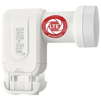 Abbildung von DUR line +Ultra Twin LNB 2 Teilnehmer weiß mit LTE Filter [ Test SEHR GUT *] Fach, digital Wetterschutz, Full HD, 4K,Premium Qualität