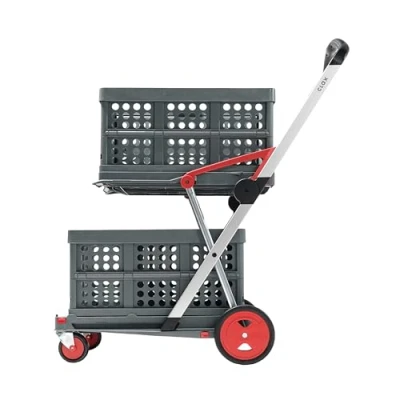 Abbildung von CLAX® Transport Klappmobil Klappwagen Transportwagen Shoppingtrolley inklusive 2 Faltboxen rot