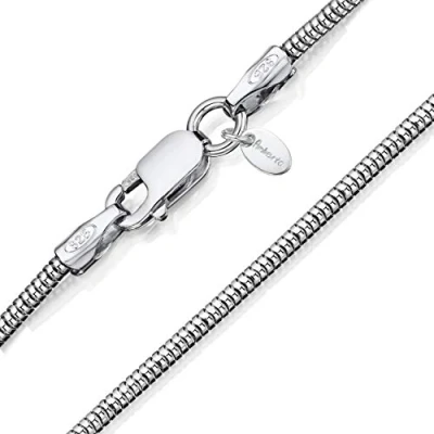 Abbildung von Amberta 925 Sterlingsilber Damen Halskette Schlangenkette Rattenschwanz Kette 1.4 mm Breite Verschiedene Längen: 40 45 50 55 60 cm (45cm)